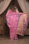 Kashi ~ Handloom Pure Silk High Quality Kora Saree in Soft Pink with Buttis (Silk Mark Certified)