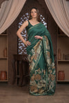 Bengal Gatha ~ Designer Chanderi Cotton Silk Saree with Digital Print in Green