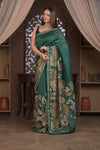 Bengal Gatha ~ Designer Chanderi Cotton Silk Saree with Digital Print in Green