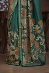 Bengal Gatha ~ Designer Chanderi Cotton Silk Saree with Digital Print in Green