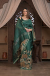 Bengal Gatha ~ Designer Chanderi Cotton Silk Saree with Digital Print in Green