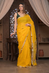 Bengal Gatha ~ Designer Linen Jamdhani Saree with Hand Weave in Turmeric Yellow