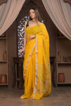 Bengal Gatha ~ Designer Linen Jamdhani Saree with Hand Weave in Turmeric Yellow