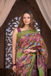 Bengal Gatha ~ Handloom Tussar Silk Saree with Kalamkari Handpainted Floral Pallu in Dusty Purple