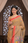 Bengal Gatha ~ Handloom Matka Silk Saree with Floral Handweave in Grainy Mustard Yellow