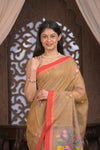 Bengal Gatha ~ Handloom Matka Silk Saree with Floral Handweave in Grainy Mustard Yellow