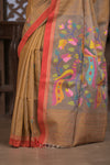 Bengal Gatha ~ Handloom Matka Silk Saree with Floral Handweave in Grainy Mustard Yellow