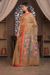 Bengal Gatha ~ Handloom Matka Silk Saree with Floral Handweave in Grainy Mustard Yellow