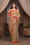 Bengal Gatha ~ Handloom Matka Silk Saree with Floral Handweave in Grainy Mustard Yellow