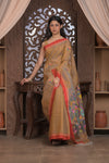 Bengal Gatha ~ Handloom Matka Silk Saree with Floral Handweave in Grainy Mustard Yellow