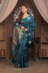 Kashi ~ Handloom Banarasi Pure Silk Saree in Marine Blue (Silk Mark Certified)