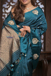Kashi ~ Handloom Banarasi Pure Silk Saree in Marine Blue (Silk Mark Certified)