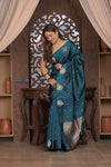 Kashi ~ Handloom Banarasi Pure Silk Saree in Marine Blue (Silk Mark Certified)