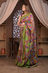 Bengal Gatha ~ Handloom Tussar Silk Saree with Kalamkari Handpainted Floral Pallu in Dusty Purple