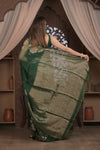 Bengal Gatha ~ Handloom Pure Silk Jamdhani Saree in Dark Green