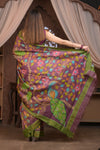 Bengal Gatha ~ Handloom Tussar Silk Saree with Kalamkari Handpainted Floral Pallu in Dusty Purple