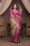 Gauri Chandrakor ~ Handloom Pure Silk Paithani with Fancy Lotus Pallu in Mauve Pink