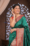 Kashi ~ Handloom Banarasi High Quality Pure Katan Silk Saree in Azure Green (Silk Mark Certified)