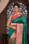 Kashi ~ Handloom Banarasi High Quality Pure Katan Silk Saree in Azure Green (Silk Mark Certified)