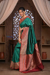 Kashi ~ Handloom Banarasi High Quality Pure Katan Silk Saree in Azure Green (Silk Mark Certified)