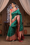Kashi ~ Handloom Banarasi High Quality Pure Katan Silk Saree in Azure Green (Silk Mark Certified)