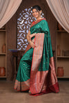 Kashi ~ Handloom Banarasi High Quality Pure Katan Silk Saree in Azure Green (Silk Mark Certified)