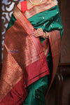 Kashi ~ Handloom Banarasi High Quality Pure Katan Silk Saree in Azure Green (Silk Mark Certified)