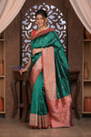 Kashi ~ Handloom Banarasi High Quality Pure Katan Silk Saree in Azure Green (Silk Mark Certified)