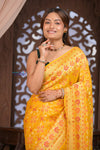 Kashi ~ Handloom Banarasi Patola Design Khaddi Georgette Silk Saree in Yellow (Silk Mark Certified)
