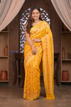 Kashi ~ Handloom Banarasi Patola Design Khaddi Georgette Silk Saree in Yellow (Silk Mark Certified)