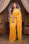 Kashi ~ Handloom Banarasi Patola Design Khaddi Georgette Silk Saree in Yellow (Silk Mark Certified)