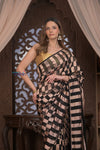 Kashi ~ Handloom Banarasi High Quality Khaddi Crepe Georgette HIgh Quality Silk Saree in Black and Gold (Silk Mark Certified)