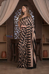 Kashi ~ Handloom Banarasi High Quality Khaddi Crepe Georgette HIgh Quality Silk Saree in Black and Gold (Silk Mark Certified)
