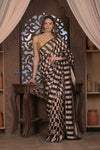Kashi ~ Handloom Banarasi High Quality Khaddi Crepe Georgette HIgh Quality Silk Saree in Black and Gold (Silk Mark Certified)