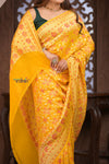 Kashi ~ Handloom Banarasi Patola Design Khaddi Georgette Silk Saree in Yellow (Silk Mark Certified)