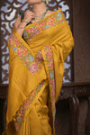 Bengal Gatha ~ Handloom Tussar Silk Saree with Floral Handweave in Turmeric Yellow