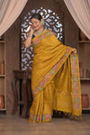Bengal Gatha ~ Handloom Tussar Silk Saree with Floral Handweave in Turmeric Yellow