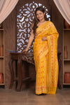 Kashi ~ Handloom Banarasi Patola Design Khaddi Georgette Silk Saree in Yellow (Silk Mark Certified)