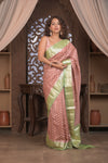 Bengal Gatha ~ Designer Chanderi Cotton Silk Saree with Circular Pattern in Dusty Blush Pink