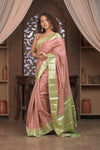 Bengal Gatha ~ Designer Chanderi Cotton Silk Saree with Circular Pattern in Dusty Blush Pink