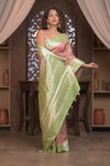 Bengal Gatha ~ Designer Chanderi Cotton Silk Saree with Circular Pattern in Dusty Blush Pink