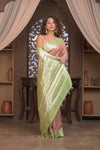 Bengal Gatha ~ Designer Chanderi Cotton Silk Saree with Circular Pattern in Dusty Blush Pink