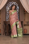 Bengal Gatha ~ Designer Chanderi Cotton Silk Saree with Circular Pattern in Dusty Blush Pink