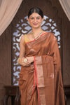 Bengal Gatha ~ Designer Chanderi Cotton Silk Saree in Brown