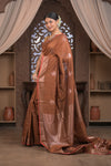 Bengal Gatha ~ Designer Chanderi Cotton Silk Saree in Brown