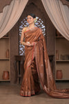 Bengal Gatha ~ Designer Chanderi Cotton Silk Saree in Brown