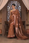 Bengal Gatha ~ Designer Chanderi Cotton Silk Saree in Brown