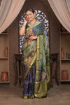Bengal Gatha ~ Designer Viscose Saree with Digital Print in Shades of Midnight Blue