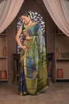 Bengal Gatha ~ Designer Viscose Saree with Digital Print in Shades of Midnight Blue