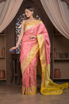 Kashi ~ Handloom Banarasi High Quality Pure Silk Saree in Peach and Yellow (Silk Mark Certified)